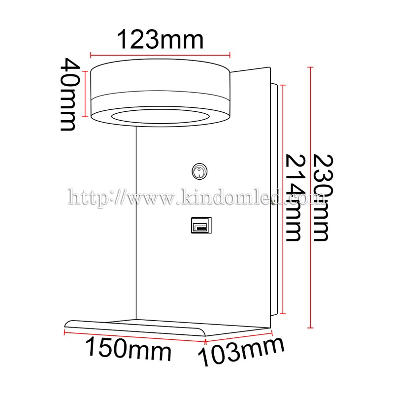 Liseuse DILIBED ALUK21 6W 70Lm/W USB AC85-265V - image secondaire