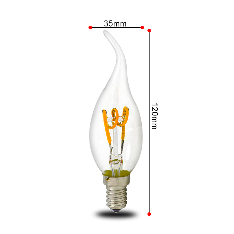 Ampoule LED DILIFIL C35 Flamme 90Lm/W IP20 Φ35×118mm AC85-265V - 3