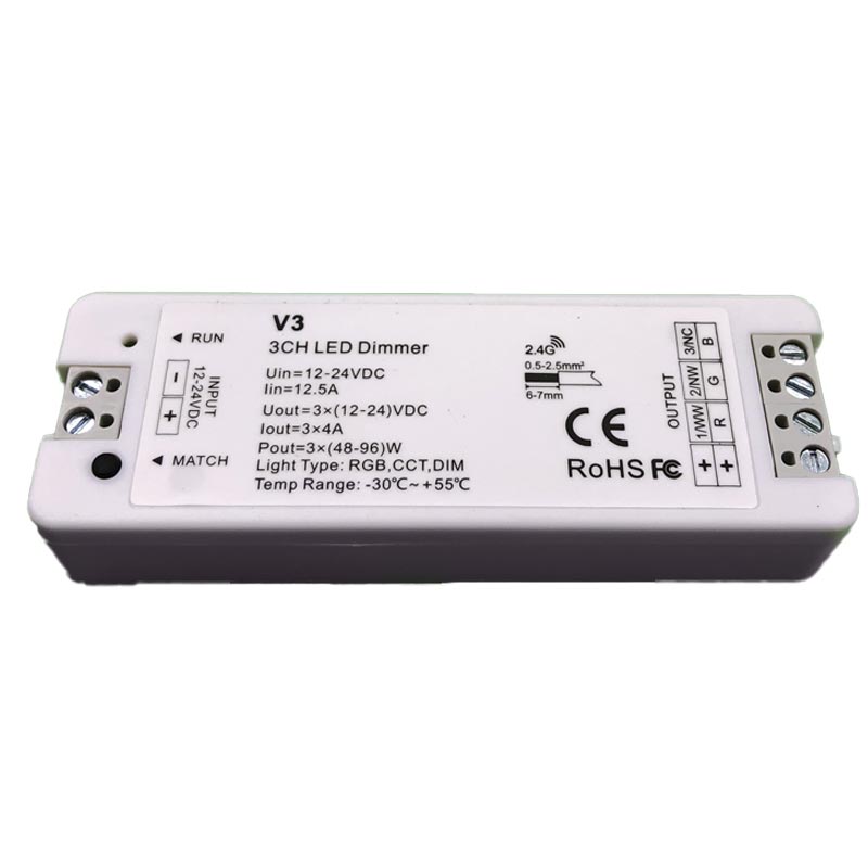 Contrôleur RGB 3CH/4A V3 IP20 97*33*18mm  DC12-24V (copie)