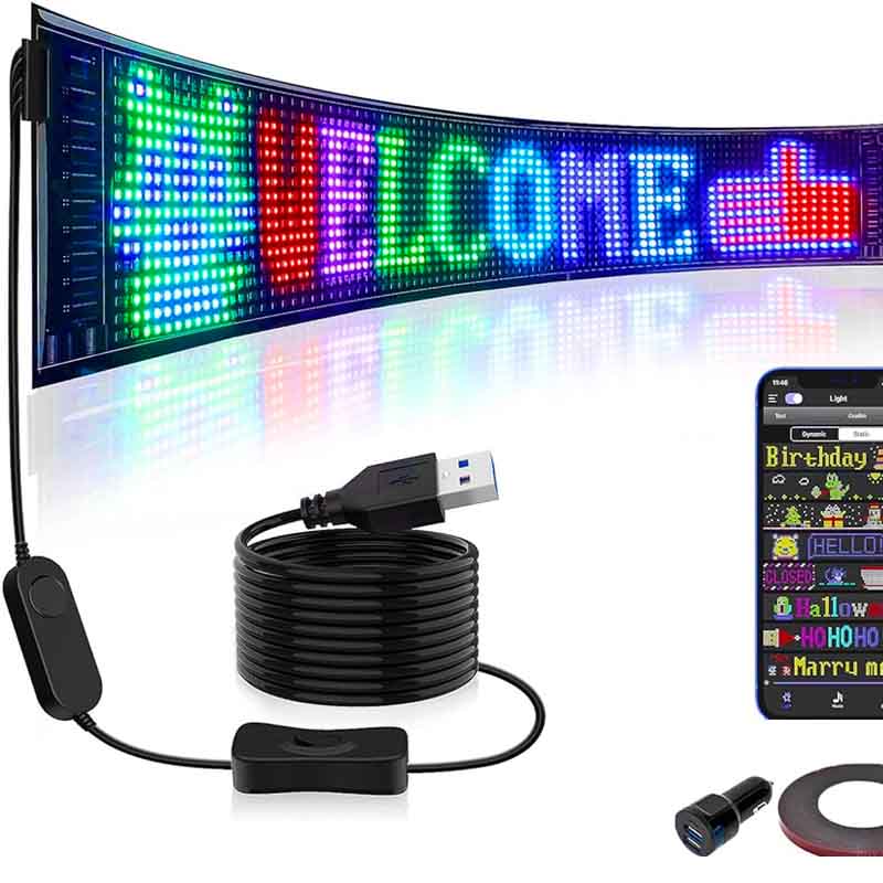 Écran LED programmable USB avec télécommande et APP.