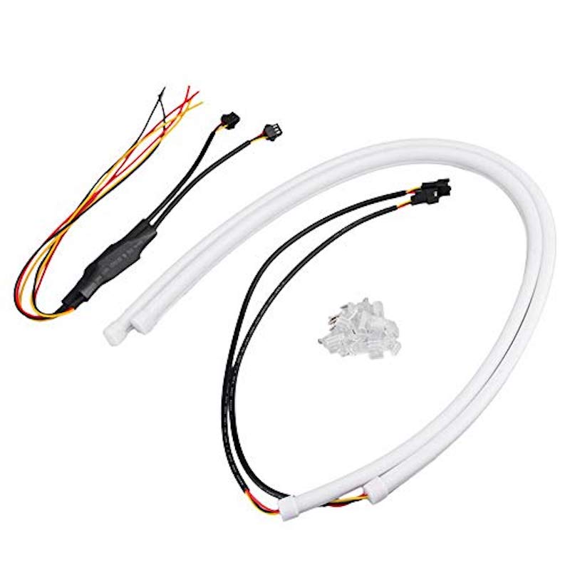 Néon tube flexible feux de jour et clignotant LED Blanc (6000K)/Orange 450mm DC12V