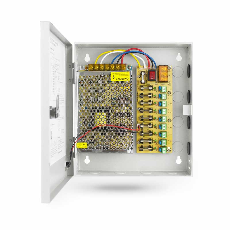 Transformateur DC12V 5A Boîte métal 9Ch IP20 AC180-240V 50-60Hz PST-CA05