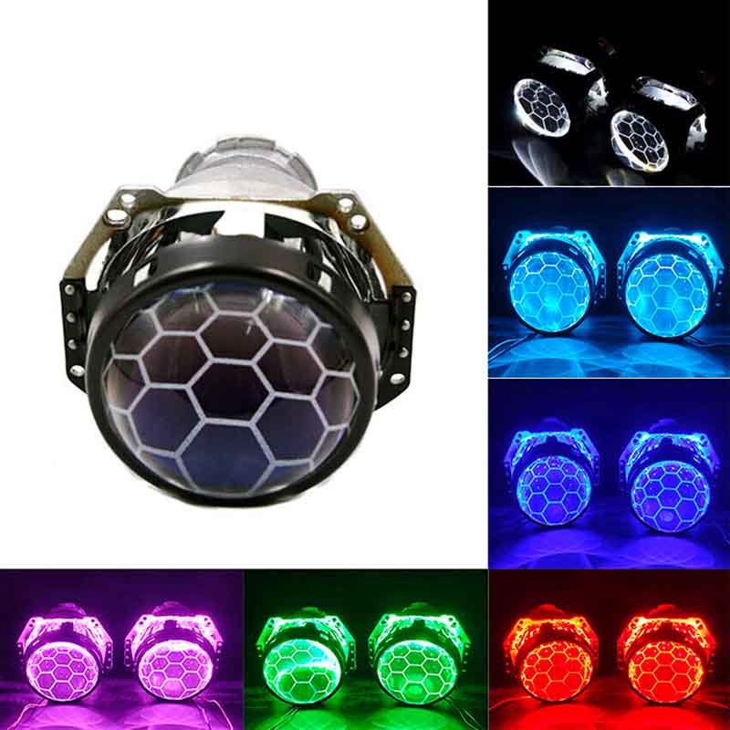 3" loupe rouge + angel Eyes Rond Rouge H/L Blanc 6000K 35W DC12V (copie)