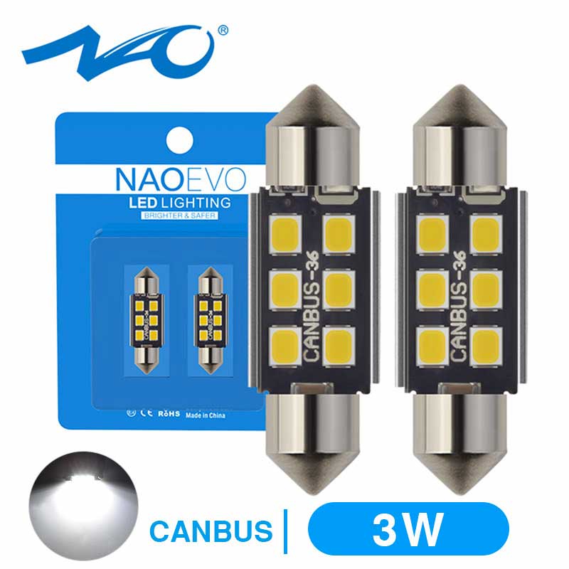 Ampoules LED Navettes FES C5W 6SMD3535 36mm Canbus Blanc 6000K DC12V (copie)