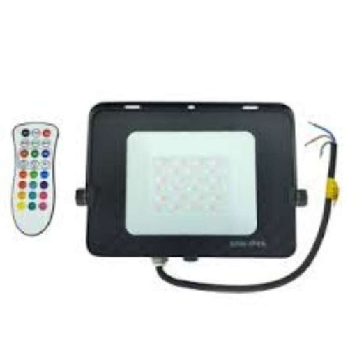 [ÉCLPROJ05216] 10W Projecteur SLIM C0B RGB Commande RF Noir 1000Lm IP66 130*100*40mm AC180-240V 50-60Hz