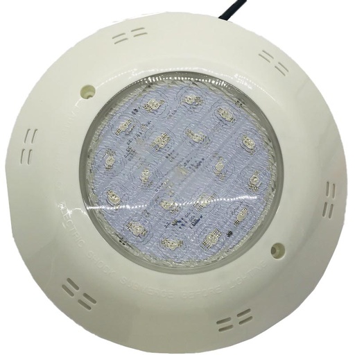 [ÉCLPOOL08859] Ampoule piscine 25W RGB contrôleur 4fils 18HP3W Plastique Blanc 1600Lm IP68 290*85mm E48*36mm DC12V HG-PL-18X3W-F1-RGB-X