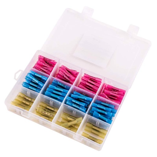Boîte de connecteurs thermorétractables 200pcs  tube rouge 90pcs, tube bleu 90pcs , tube jaune 20pcs