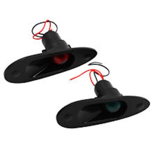 [BATLED70023] Feux de navigation 5W LED Rouge/Vert Noir 144*50*60mm DC12/24V SF40258-2