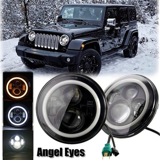 [AUTFEU54474] Feux LED Jeep wangler 8" clignotant, feux de jour, croisement, route DC12V