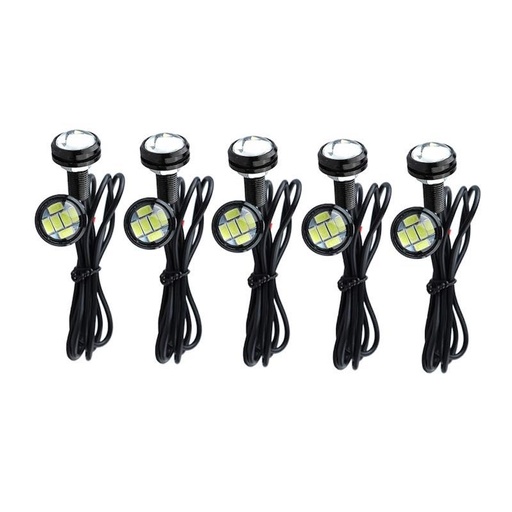 [AUTFEU50841] Feux de jour Rond encastrés Blanc 6000K kit 8pcs DC12-24V