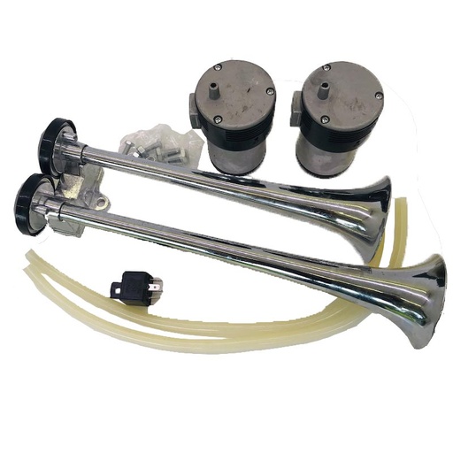 [AUTKLA55082] Klaxon électrique 2 Trompes Métal Chromé DC12V DLGR-621-1