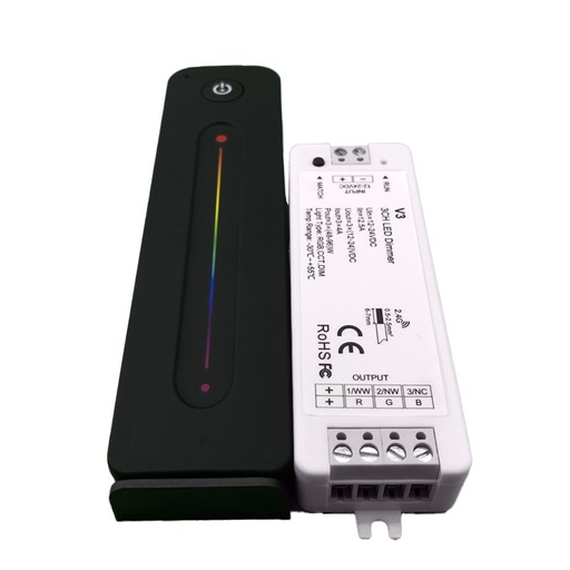 [ECLCONT02444] Contrôleur RGB Commande RF 2,4G 3CH/4A V3+R3 IP20 97*33*18mm  DC12-24V