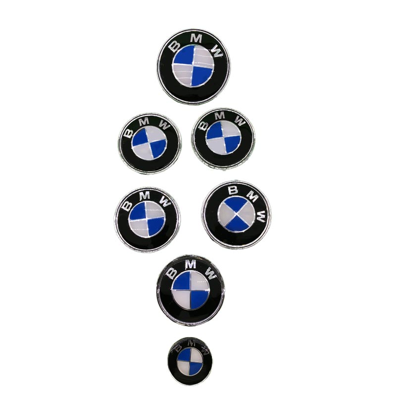 Kit Insigne BMW Coffre,Capot,Jante,Volant Noir/Blanc/Bleu 7pcs