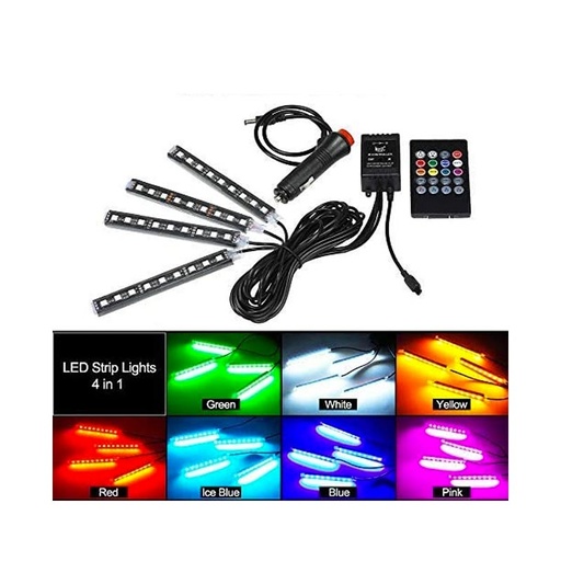 [AUTDEC55600] Kit éclairage RGB intérieur 4x9LED avec contrôleur audio DC12V (copie)
