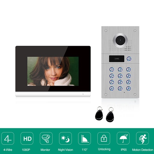 [CONVID11934] Vidéophone 4fils Digicode/Carte RFID DL-84218-1KPC