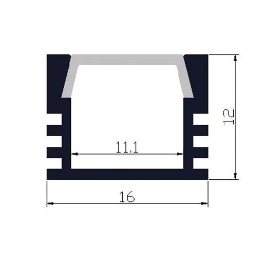 Profilé Aluminium pour LED LSP16-12