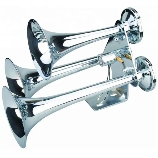 [AUTKLA58625] Klaxon à Air 3 Trompes Métal Chromé DC12-24V DLGT-307