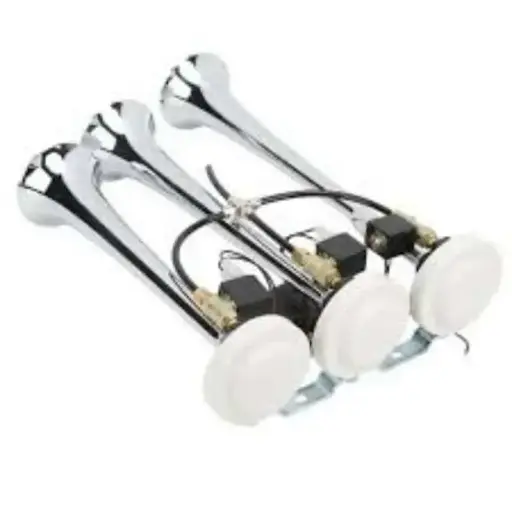 [AUTKLA58649] Klaxon à Air 3 Trompes Métal Chromé DC12-24V JGT-308-4